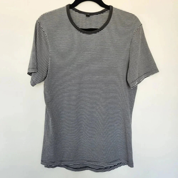 Lululemon Mens 5 Year Basic Tee Shirt S Short Sleeve Striped Gray Cotton Crew - Picture 1 of 5